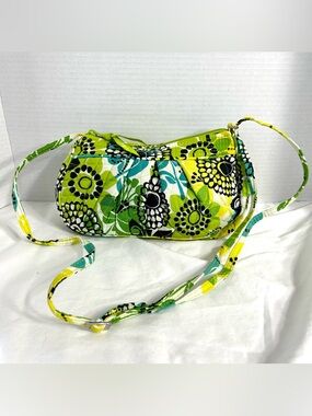 Vera Bradley Limes Up Crossbody Bag Purse Floral Paisley Green Cotton Quilted